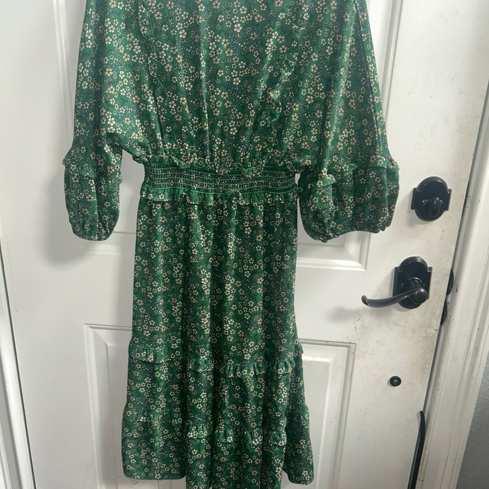 Max Studio Green Sundress with Bishop Sleeves - Picture 12 of 16